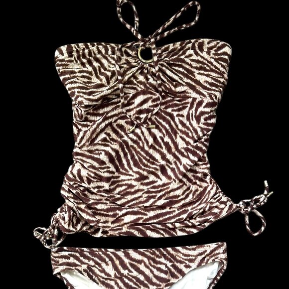 Micheal Kors Brown Tiger Print Tankini - Picture 1 of 10